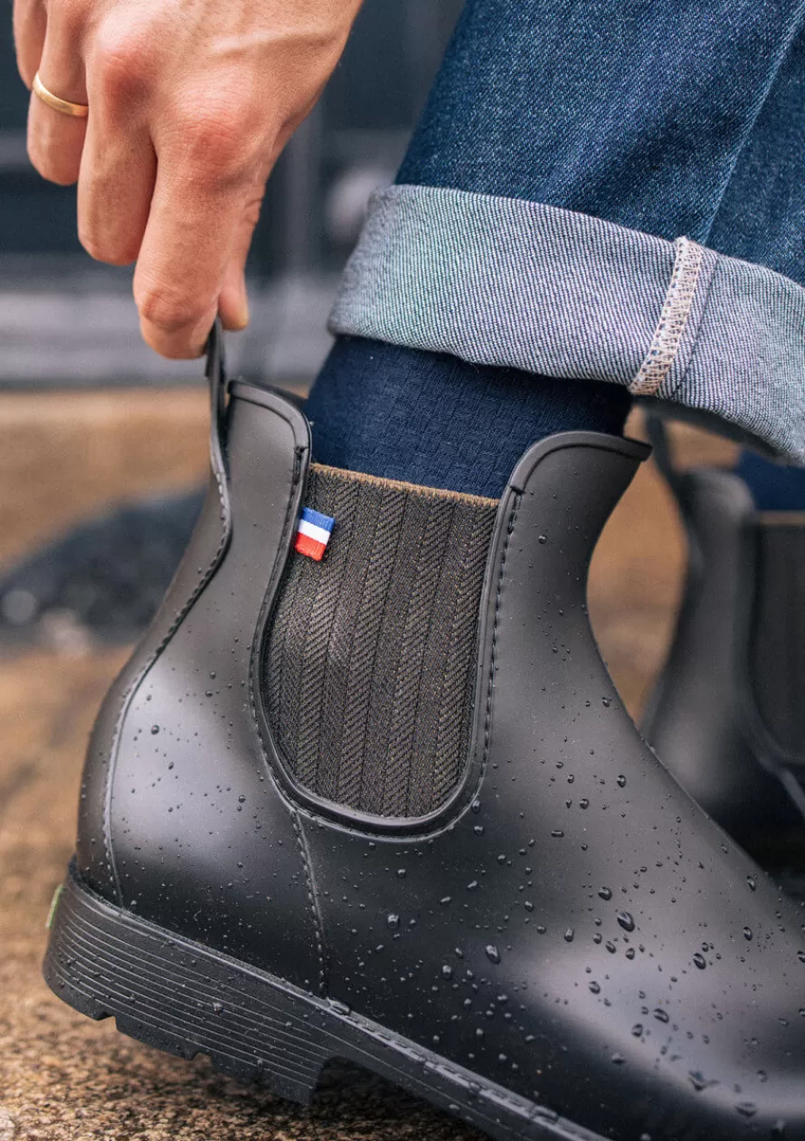 Montlimart Boots De Pluie<BOOTS MONTPLUIE NOIR JACQUARD KAKI NoirJacquardKaki