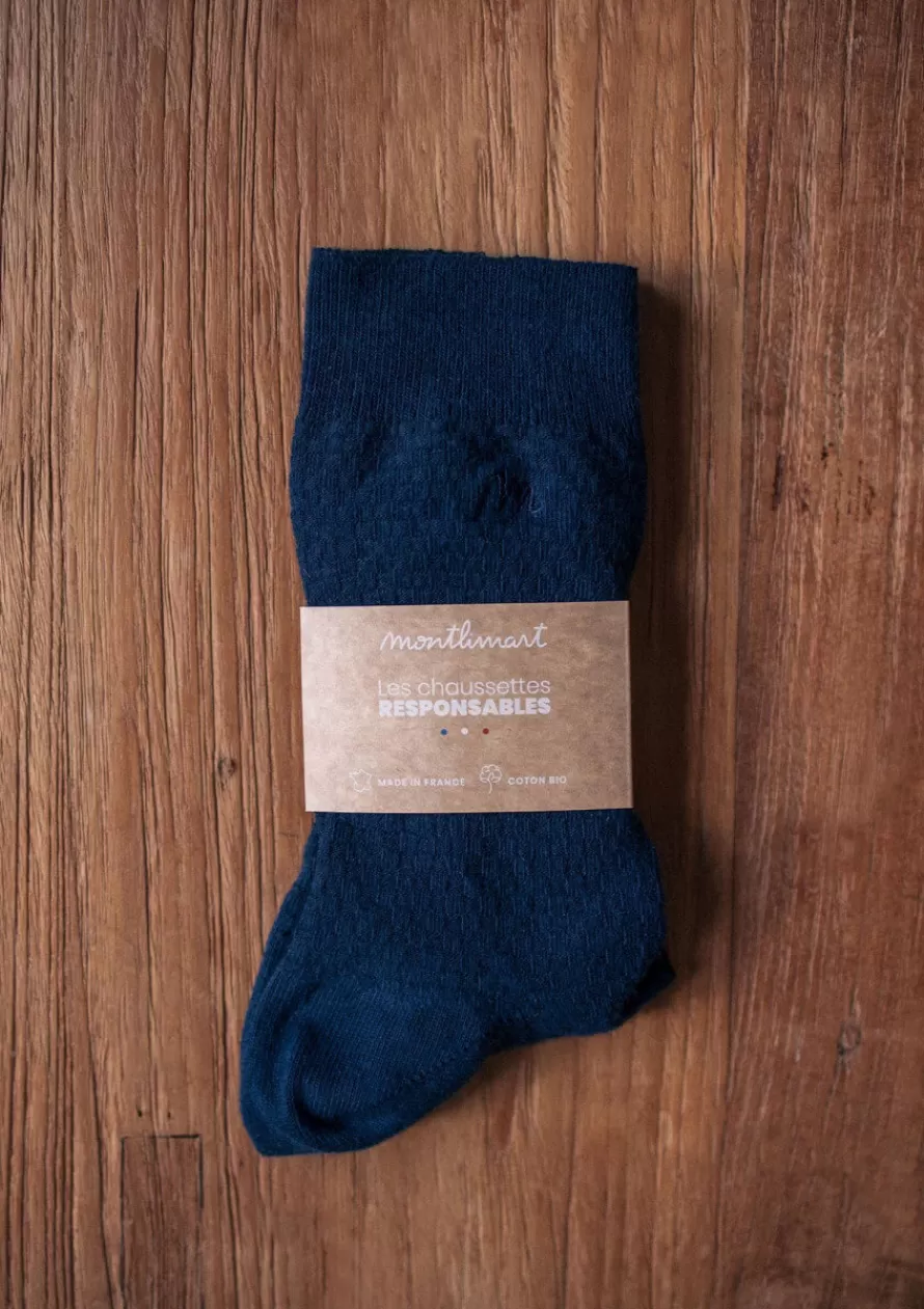 chaussettes_alveole_marine_2-1.webp Montlimart Chaussettes<CHAUSSETTES ALVEOLE Marine