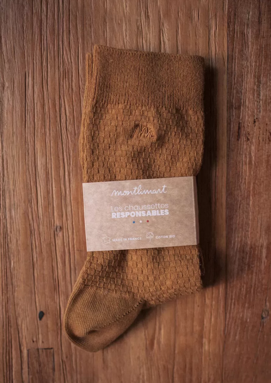 chaussettes_alveole_ocre_2-1.webp Montlimart Chaussettes<CHAUSSETTES ALVEOLE Ocre