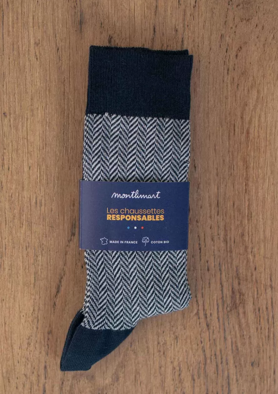 Montlimart Chaussettes<CHAUSSETTES CHEVRON MARINE/GRIS CLAIR Marine/GrisClair