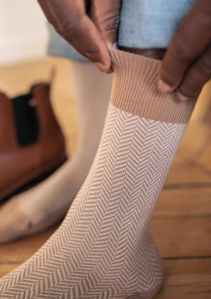 Montlimart Chaussettes<CHAUSSETTES CHEVRON MARRON/GRIS CLAIR Marron/GrisClair