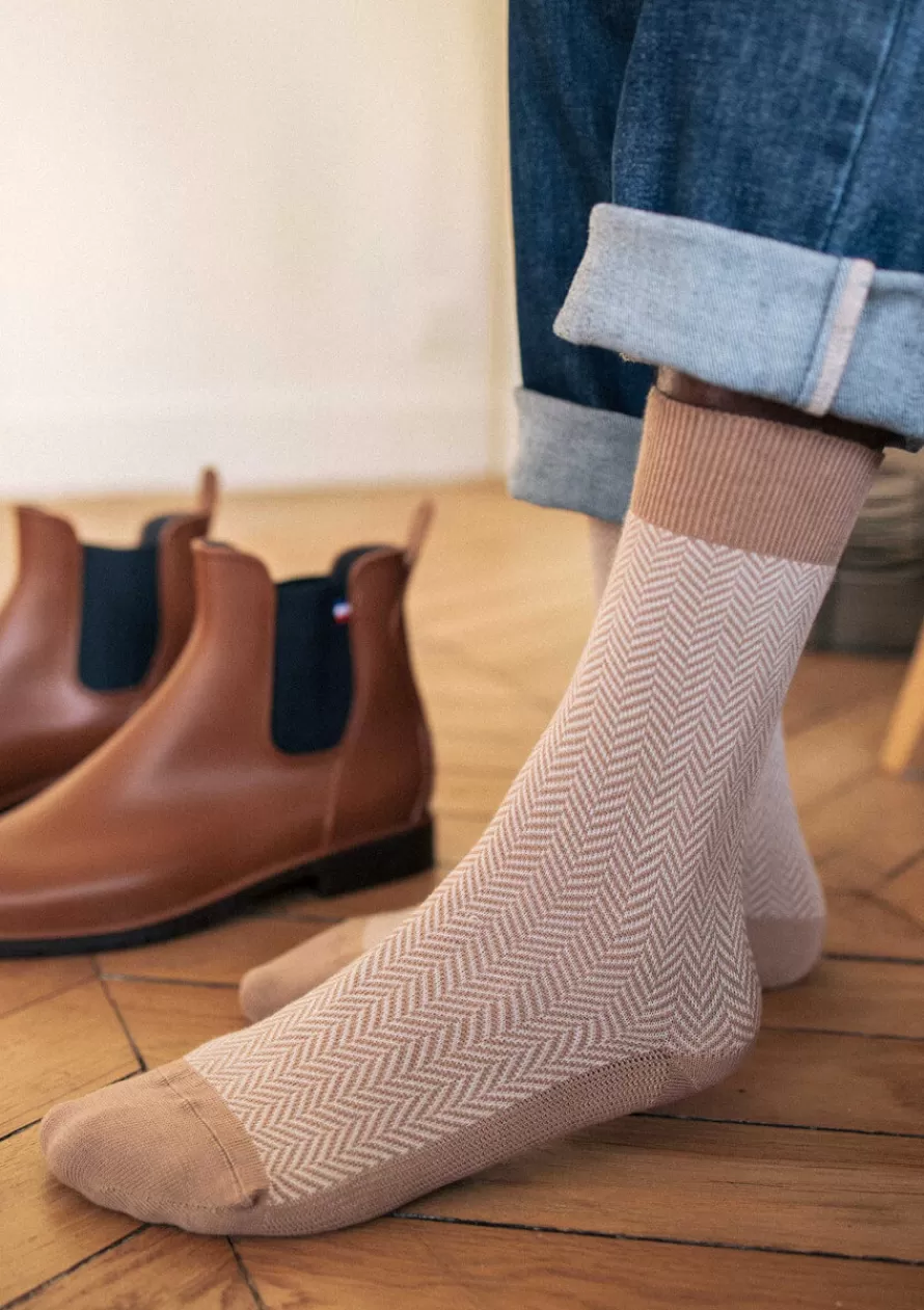 Montlimart Chaussettes<CHAUSSETTES CHEVRON MARRON/GRIS CLAIR Marron/GrisClair