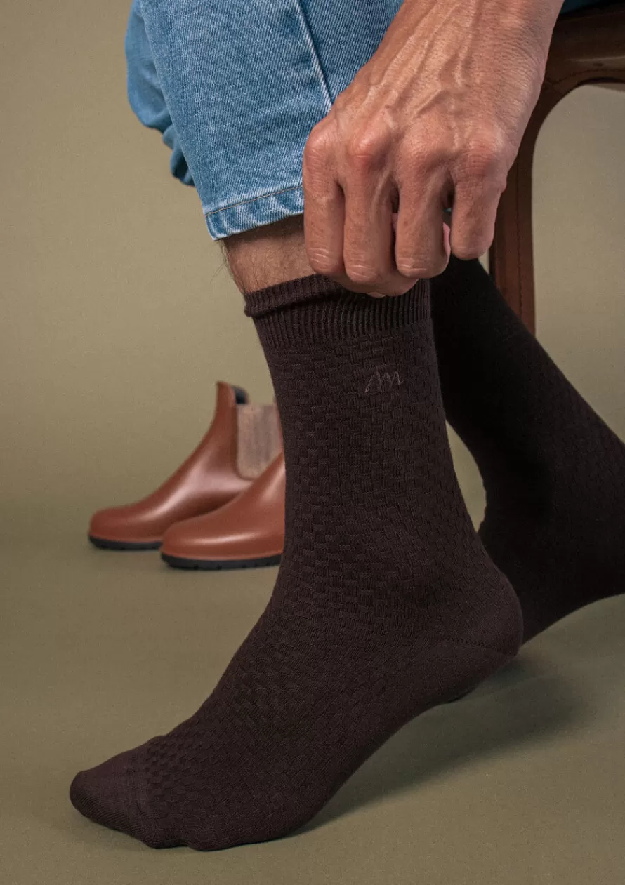 Montlimart Chaussettes<CHAUSSETTES COFFRET ALVEOLE Marine/Marron/Anthra