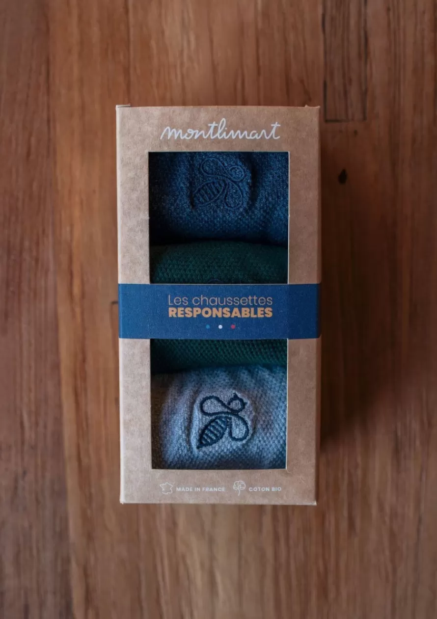 Montlimart Chaussettes<CHAUSSETTES COFFRET MONTLISOCKS Gris/Vert/Marine