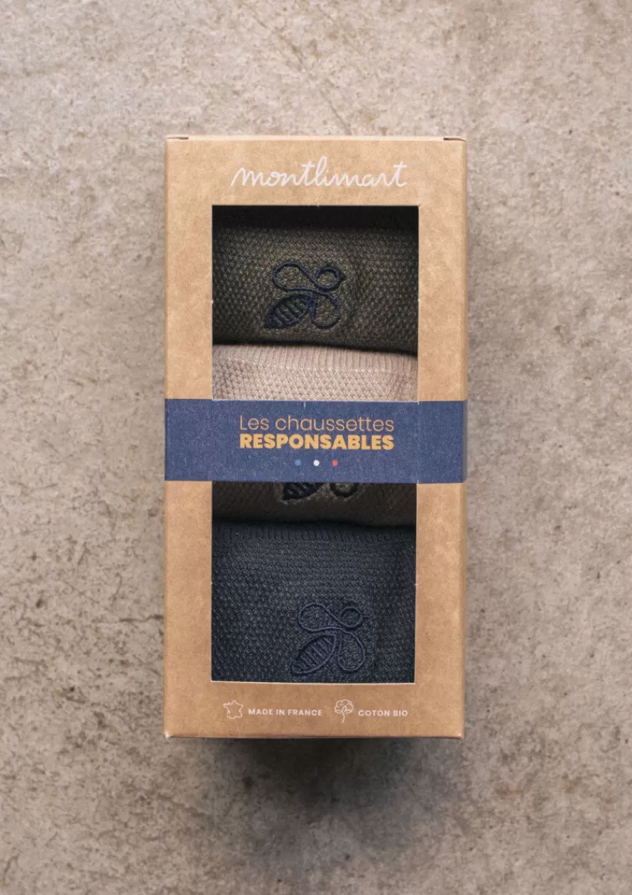 Montlimart Chaussettes<CHAUSSETTES COFFRET MONTLISOCKS Kaki/Beige/Anthra