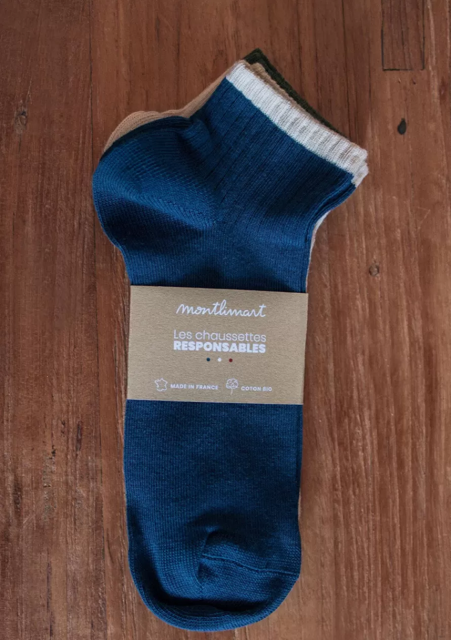 Montlimart Chaussettes<CHAUSSETTES MICRO Marine/Beige