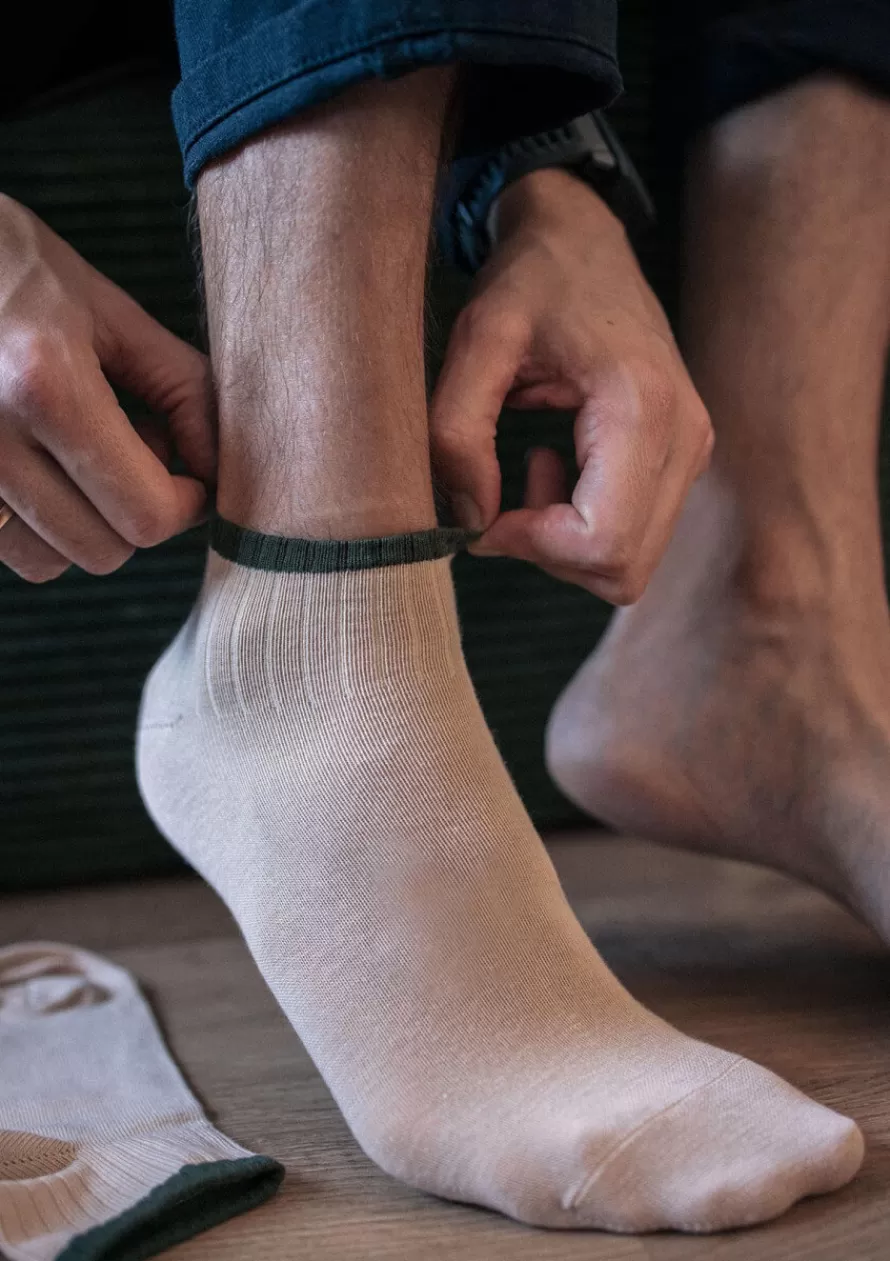 Montlimart Chaussettes<CHAUSSETTES MICRO Marine/Beige
