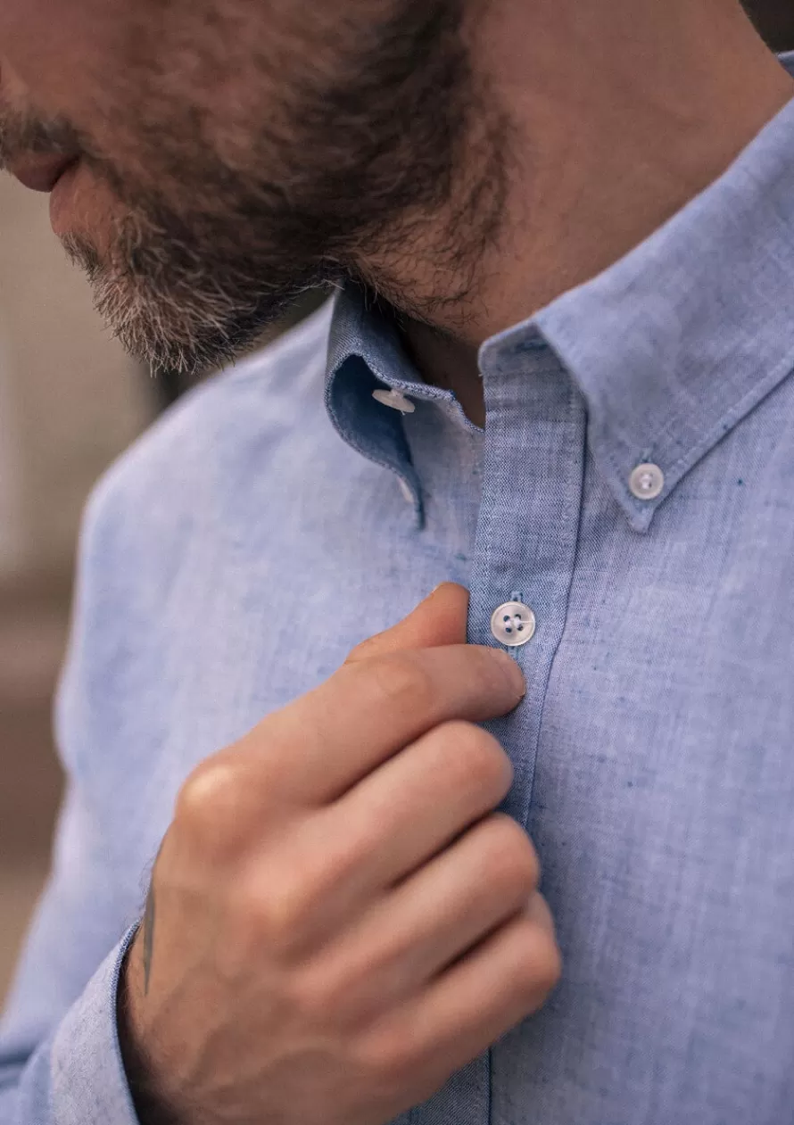Montlimart Chemises<CHEMISE CENTRE-LIN BLEU MARINE BleuMarine