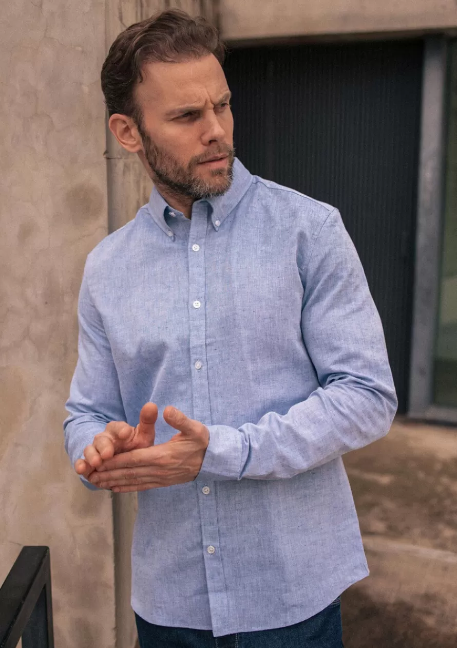 Montlimart Chemises<CHEMISE CENTRE-LIN BLEU MARINE BleuMarine