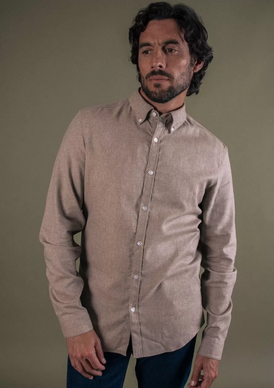 chemise_centreville_beige_chine_2-1.webp Montlimart Chemises<CHEMISE CENTRE-VILLE BEIGE CHINE BeigeChine