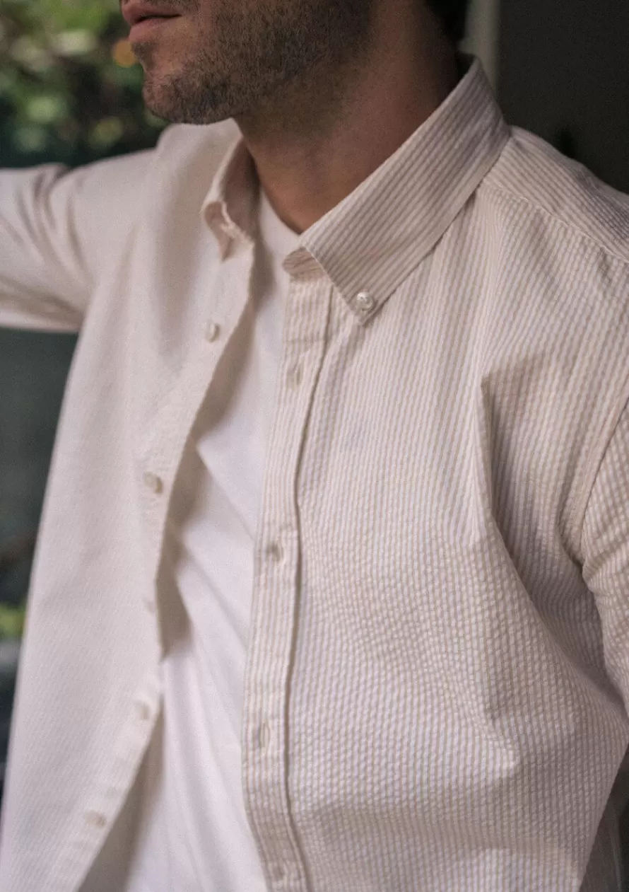 chemise_centreville_texture_beige_rayure_3-1.webp Montlimart Chemises<CHEMISE CENTRE-VILLE TEXTURE BEIGE RAYURE TextureBeigeRayure