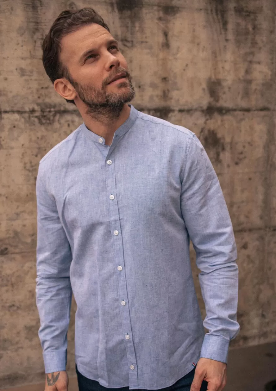 chemise_pierrelin_bleu_marine_2-1.webp Montlimart Chemises<CHEMISE PIERRELIN BLEU MARINE BleuMarine