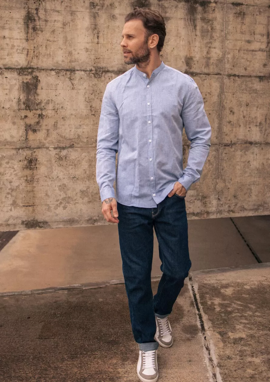 chemise_pierrelin_bleu_marine_3-1.webp Montlimart Chemises<CHEMISE PIERRELIN BLEU MARINE BleuMarine