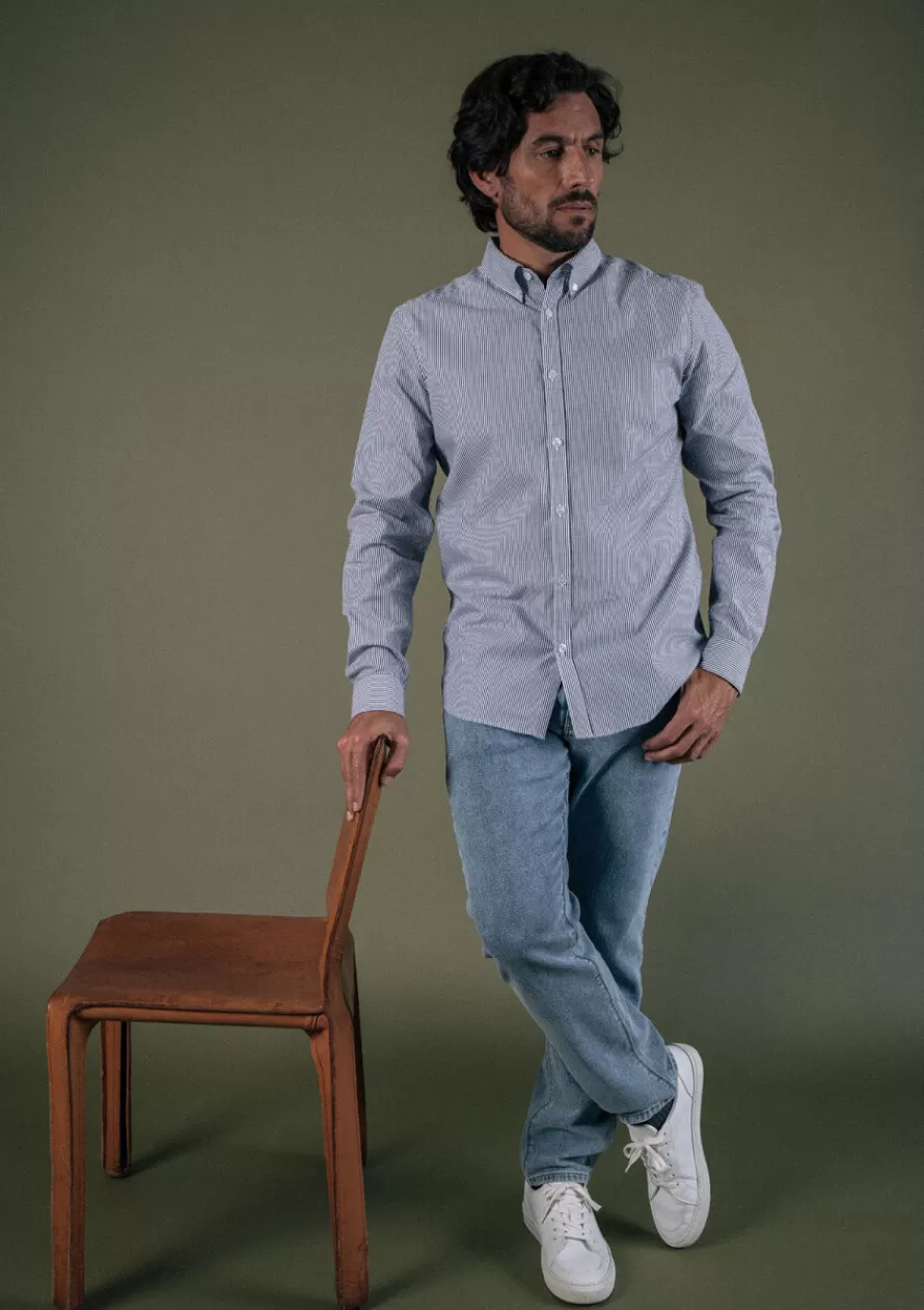 Montlimart Chemises<CHEMISE SAINT PAUL NOIR RAYURES NoirRayures