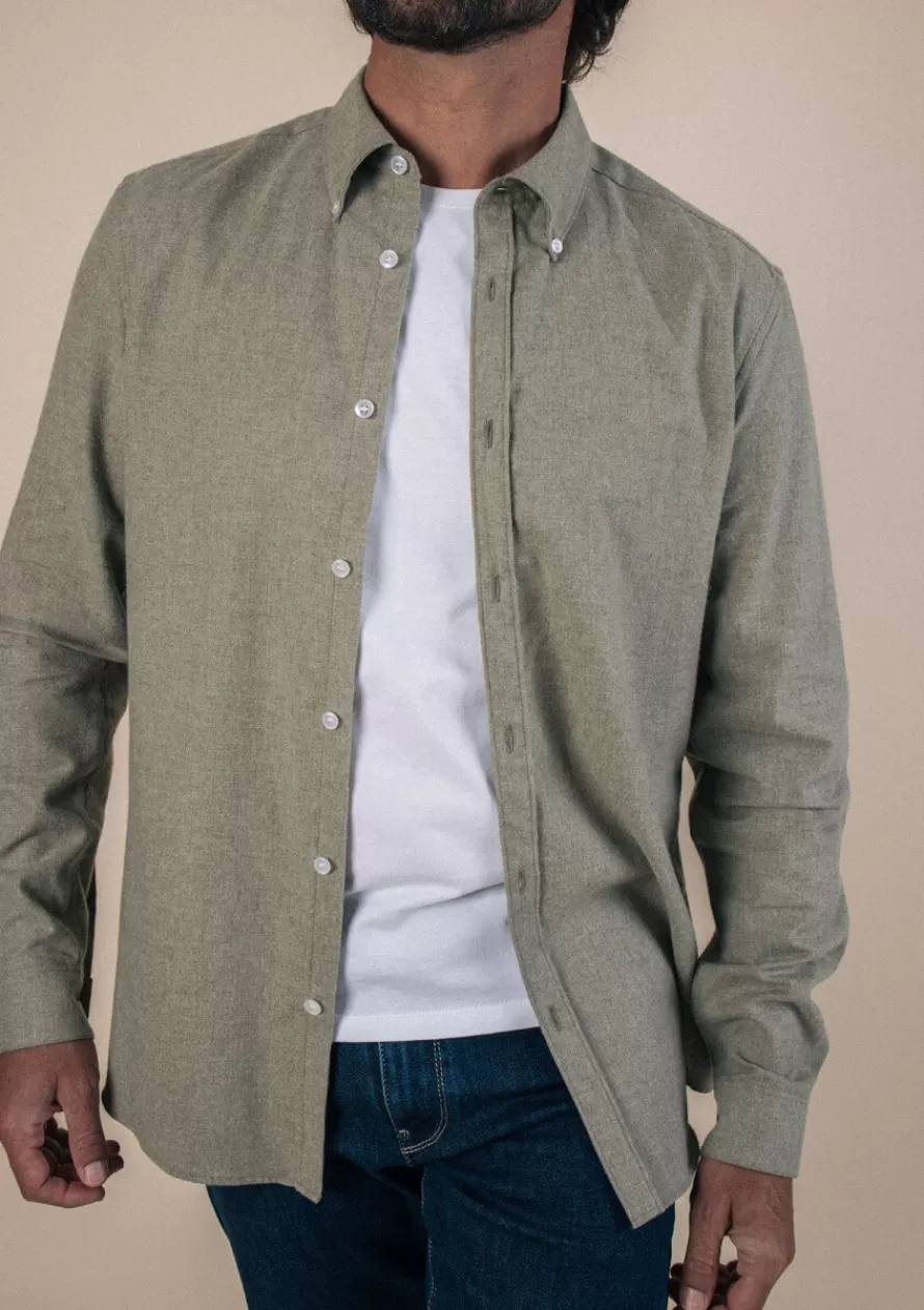 chemise_saint_paul_vert_chine_2-1.webp Montlimart Chemises<CHEMISE SAINT PAUL VERT CHINE VertChine