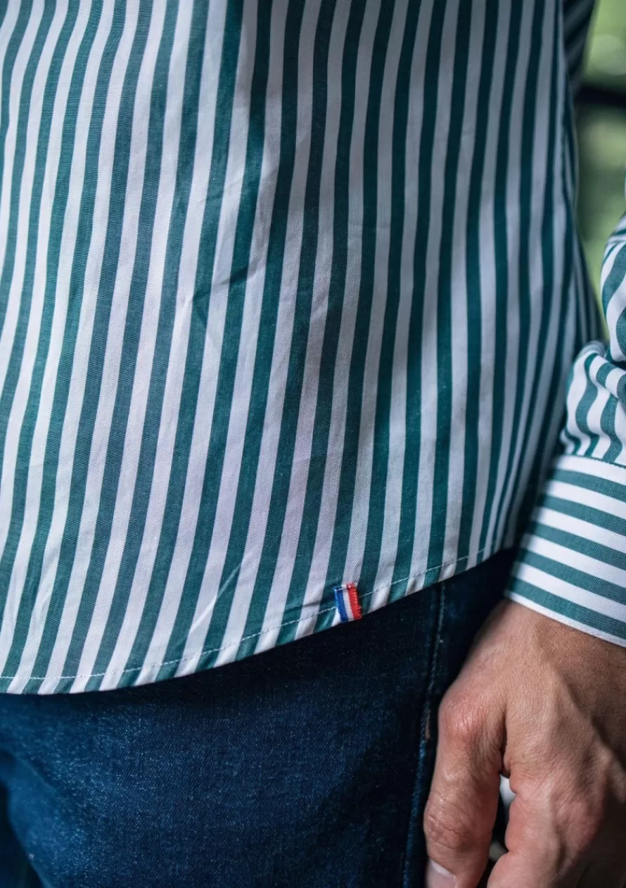 chemise_saint_paul_vert_rayures_2-1.webp Montlimart Chemises<CHEMISE SAINT PAUL VERT RAYURES VertRayures