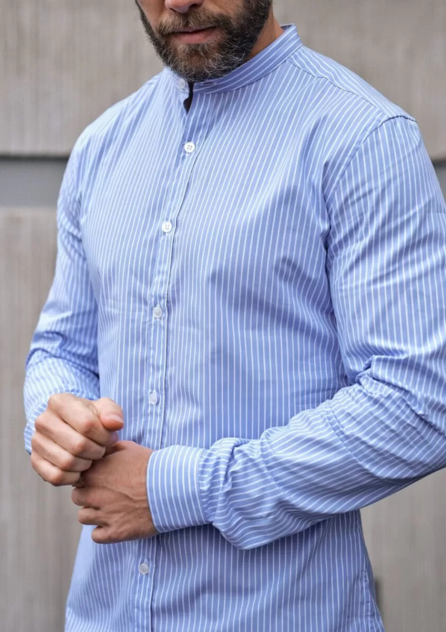 Montlimart Chemises<CHEMISE SAINT PIERRE BLEU CIEL RAYURES BleuCielRayures
