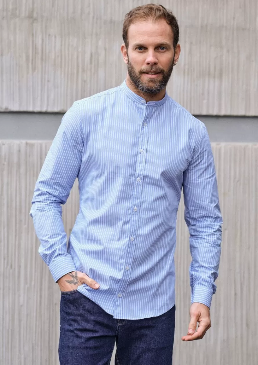 Montlimart Chemises<CHEMISE SAINT PIERRE BLEU CIEL RAYURES BleuCielRayures