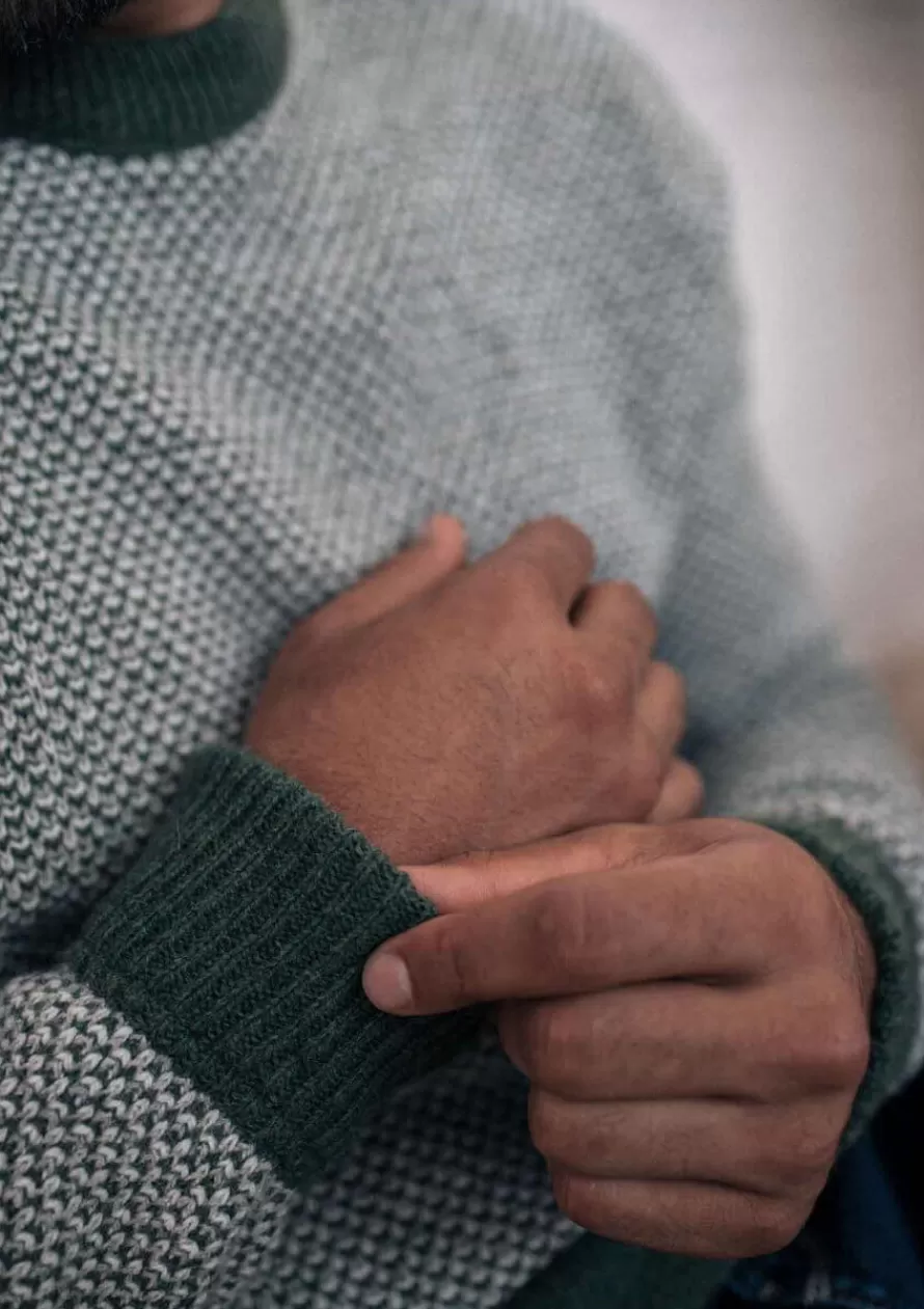 Montlimart Pulls<PULL ALENTOUR Kaki/Ecru/Gris