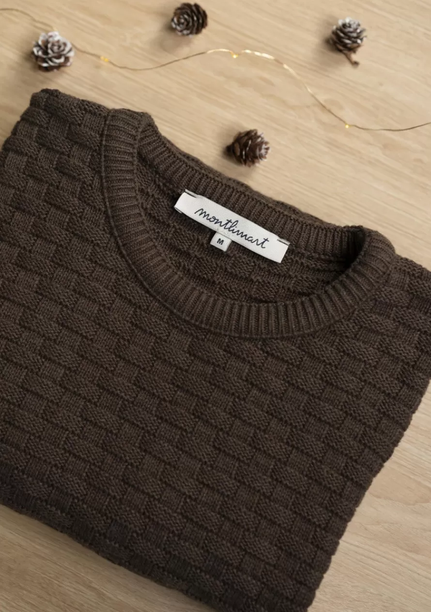 Montlimart Pulls<PULL DAMIER Marron